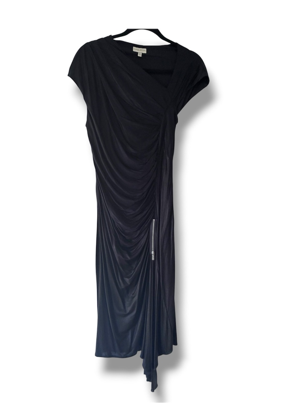 Karen Millen Black Asymmetrical Draped Midi Dress